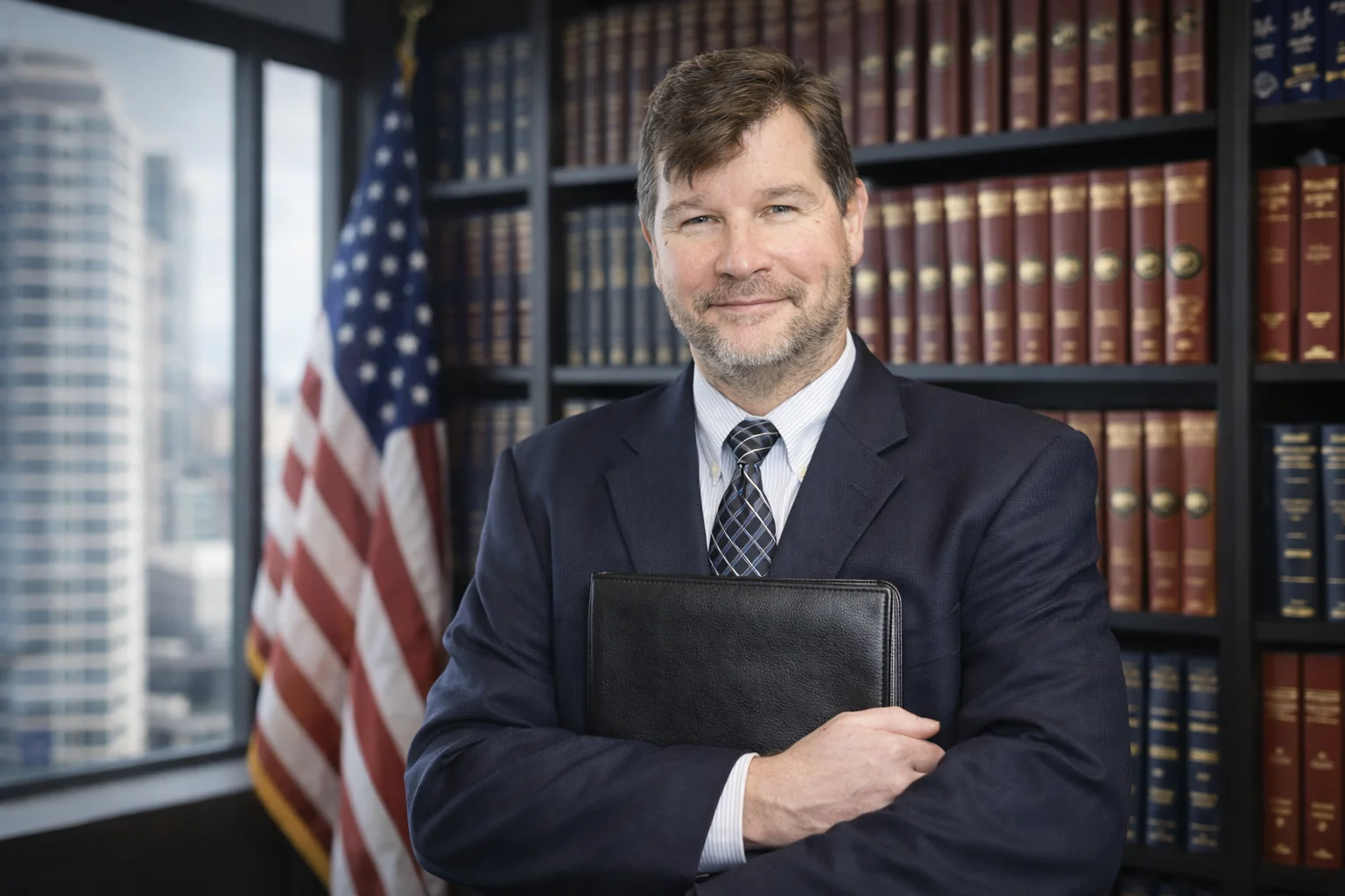 Bruce Botsford, Esquire, Florida personal injury attorney, in his law library